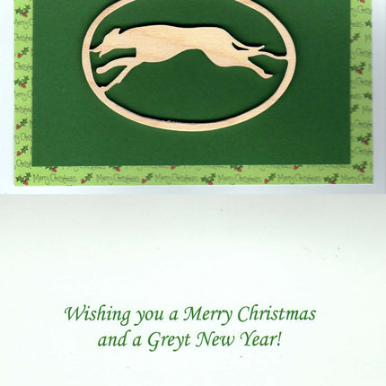 Greyhound Christmas Card with Removable Keepsake Ornament "Run"