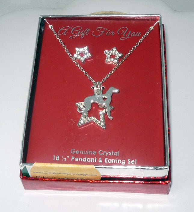 Greyhound Necklace and Earrings Set