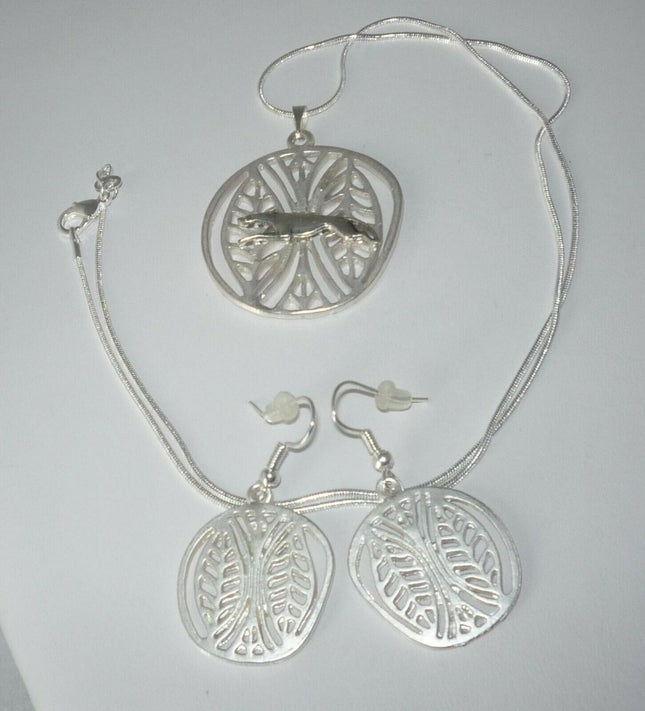 Greyhound Necklace and Earrings Set