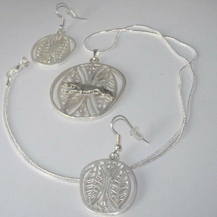 Greyhound Necklace and Earrings Set
