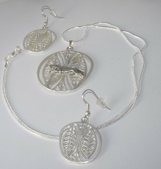 Greyhound Necklace and Earrings Set
