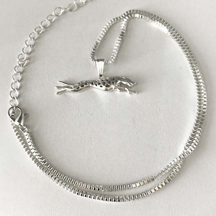 Pendant Necklace with Running Greyhound or Whippet, choose gold or silver