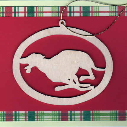 Greyhound Christmas Card with Removable Keepsake Ornament "Tucker"