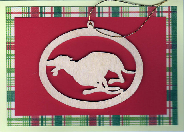 Greyhound Christmas Card with Removable Keepsake Ornament "Tucker"
