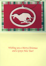 Load image into Gallery viewer, Greyhound Christmas Card with Removable Keepsake Ornament &quot;Tucker&quot;
