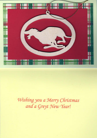 Greyhound Christmas Card with Removable Keepsake Ornament "Tucker"