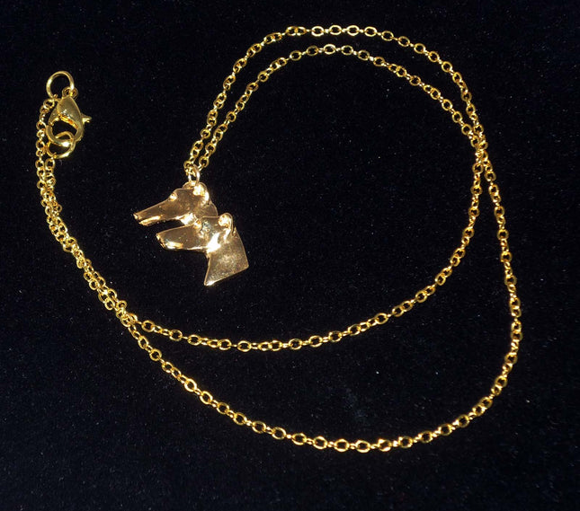 Vermiel Twin Greyhound Profiles Pendant Necklace