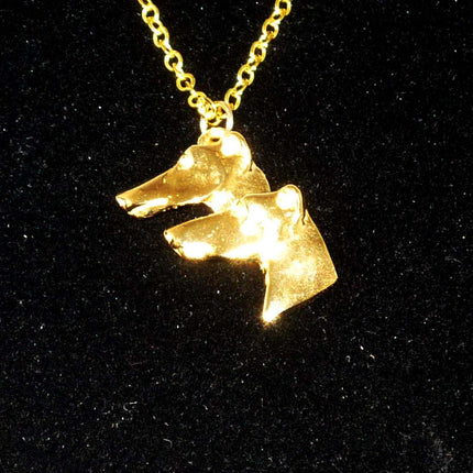 Vermiel Twin Greyhound Profiles Pendant Necklace